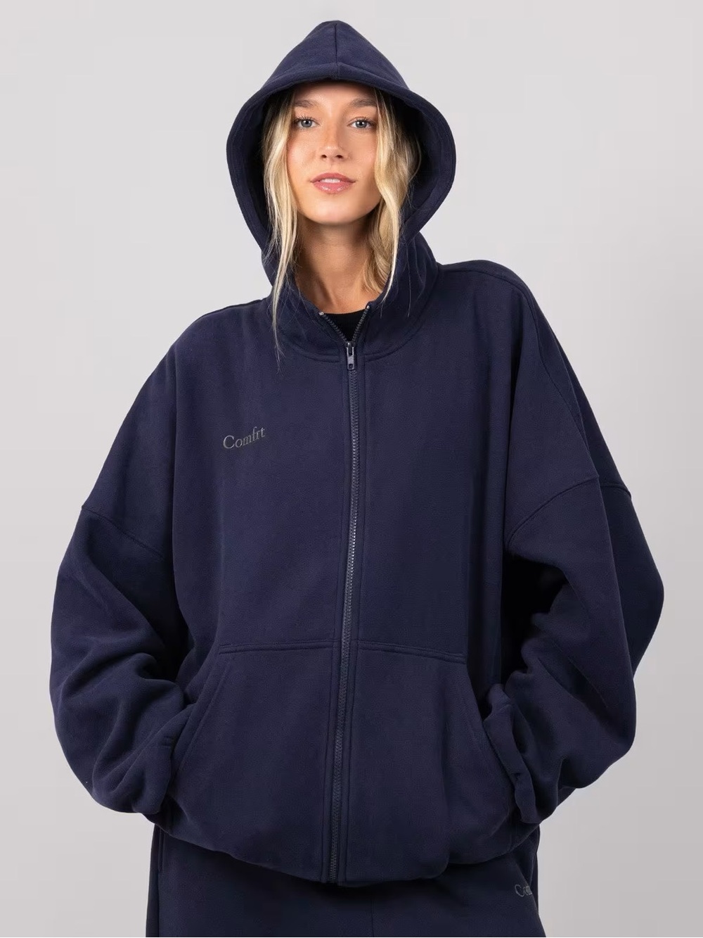 Navy Comfrt Cloud Zip Hoodie | Adult Small | Dark Blue Sweatshirt